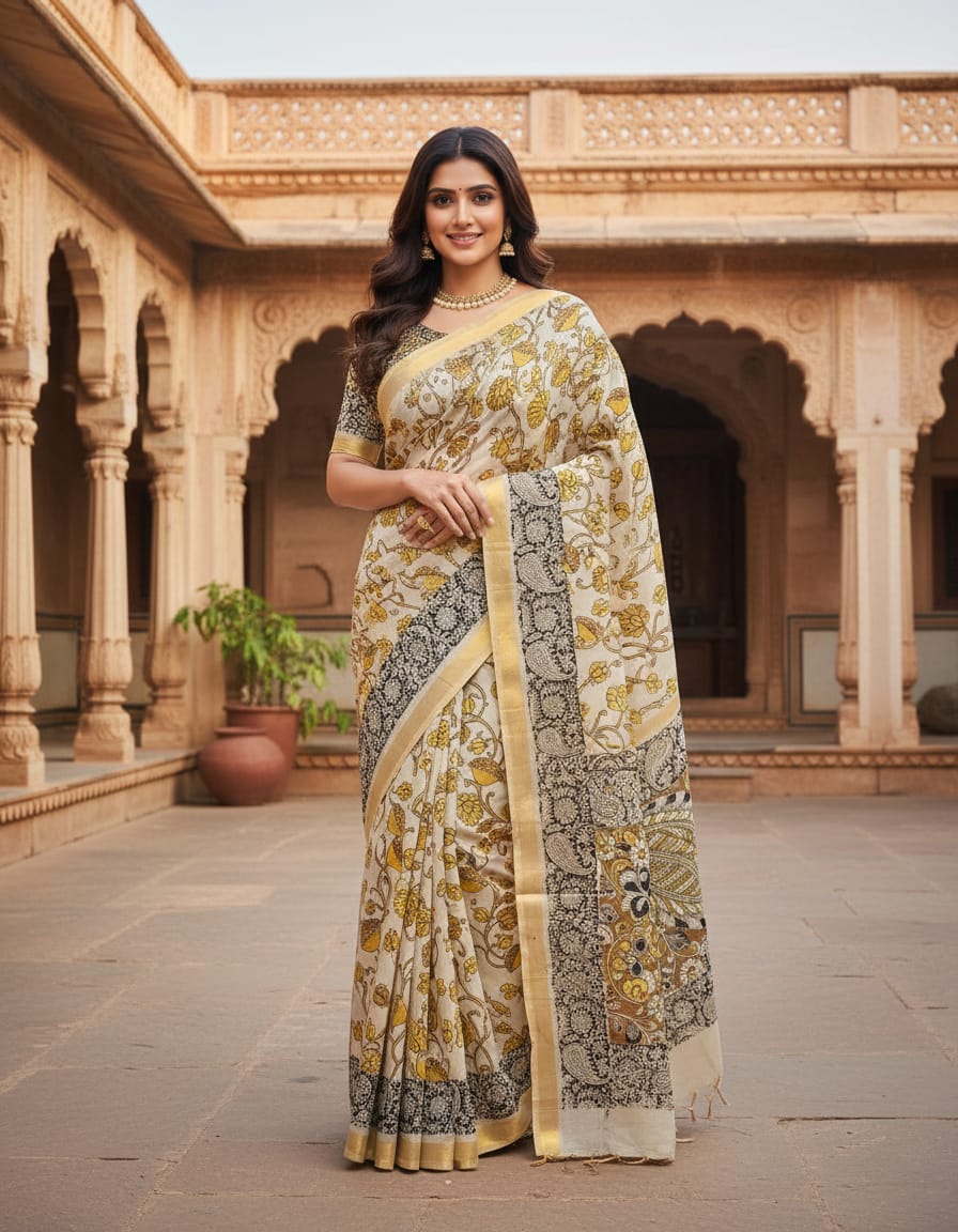 KALAMKARI PRINT NELLORE SILK SAREE