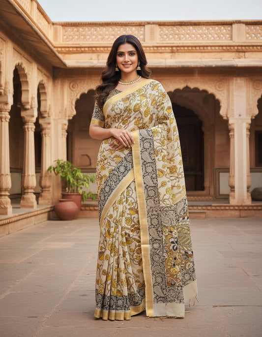 KALAMKARI PRINT NELLORE SILK SAREE