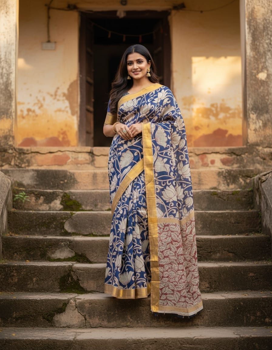 KALAMKARI PRINT NELLORE SILK SAREE