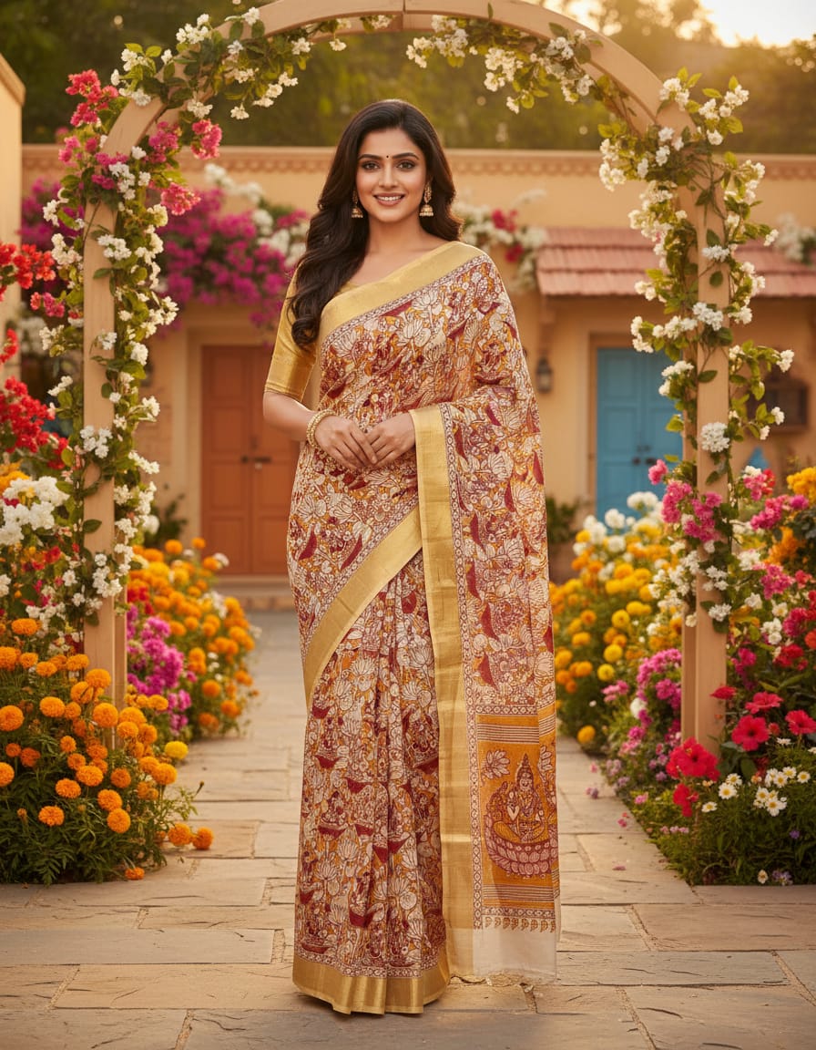 KALAMKARI PRINT NELLORE SILK SAREE