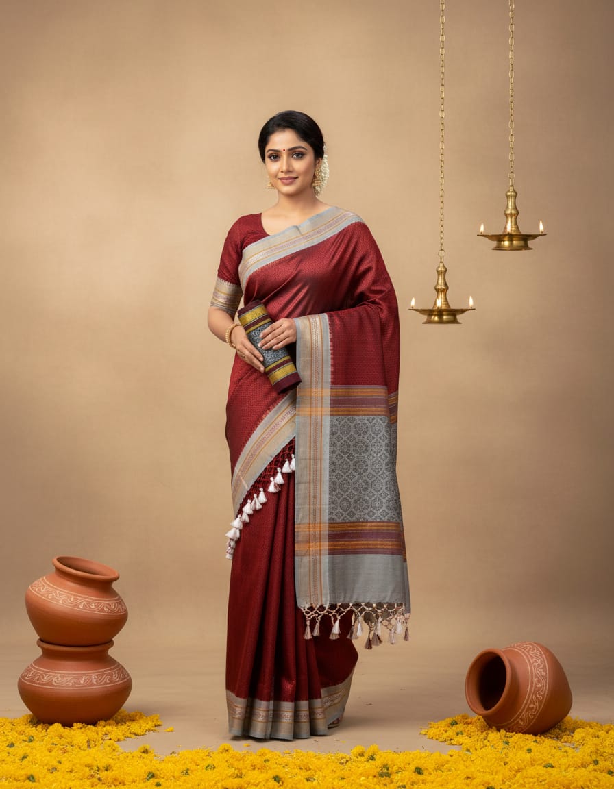 KHAN, PURE HANDLOOM SAREE