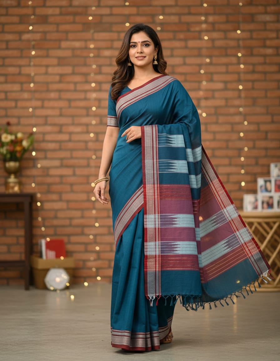 ILKAL PURE COTTON HANDWOVEN SAREE